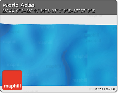 Physical 3D Map of the Area around 28° 27' 45" S, 37° 28' 30" E