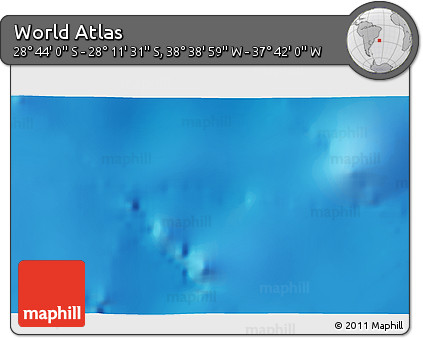 Physical 3D Map of the Area around 28° 27' 45" S, 38° 10' 29" W