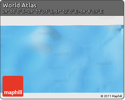 Physical 3D Map of the Area around 28° 27' 45" S, 47° 40' 29" E