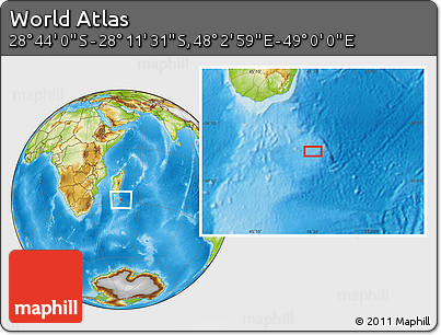 Physical Location Map of the Area around 28° 27' 45" S, 48° 31' 29" E
