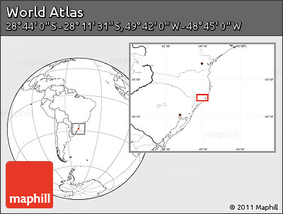 Blank Location Map of the Area around 28° 27' 45" S, 49° 13' 30" W