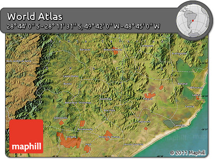 Satellite Map of the Area around 28° 27' 45" S, 49° 13' 30" W