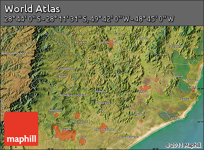 Satellite Map of the Area around 28° 27' 45" S, 49° 13' 30" W