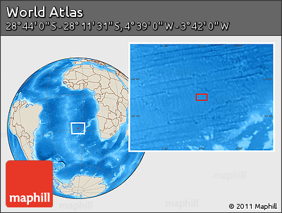 Shaded Relief Location Map of the Area around 28° 27' 45" S, 4° 10' 30" W