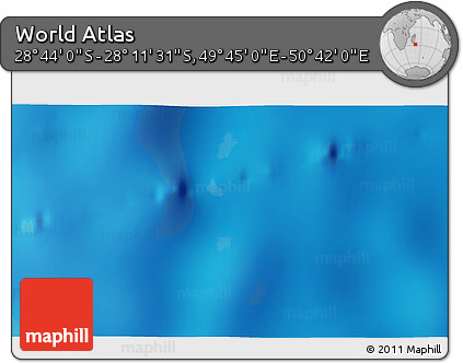 Physical 3D Map of the Area around 28° 27' 45" S, 50° 13' 30" E