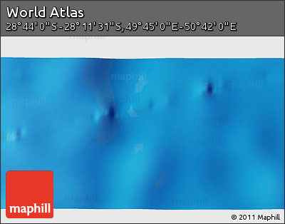 Physical 3D Map of the Area around 28° 27' 45" S, 50° 13' 30" E