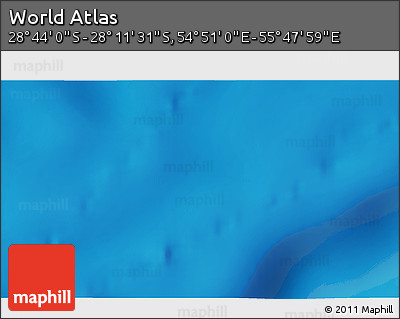 Physical 3D Map of the Area around 28° 27' 45" S, 55° 19' 30" E