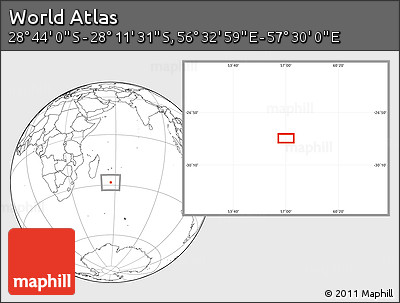 Blank Location Map of the Area around 28° 27' 45" S, 57° 1' 29" E