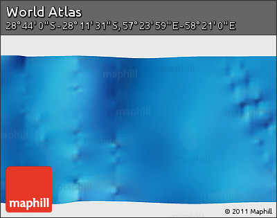 Physical 3D Map of the Area around 28° 27' 45" S, 57° 52' 30" E