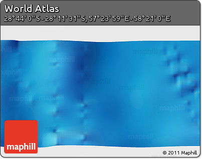 Physical 3D Map of the Area around 28° 27' 45" S, 57° 52' 30" E