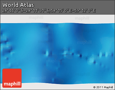Physical 3D Map of the Area around 28° 27' 45" S, 58° 43' 30" E