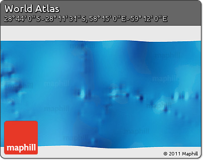Physical 3D Map of the Area around 28° 27' 45" S, 58° 43' 30" E