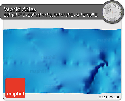 Physical 3D Map of the Area around 28° 27' 45" S, 59° 34' 30" E