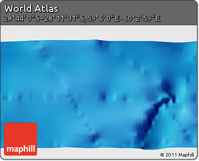 Physical 3D Map of the Area around 28° 27' 45" S, 59° 34' 30" E