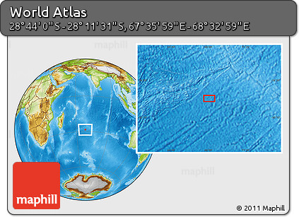 Physical Location Map of the Area around 28° 27' 45" S, 68° 4' 29" E