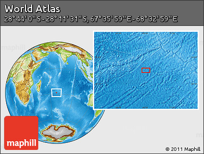Physical Location Map of the Area around 28° 27' 45" S, 68° 4' 29" E