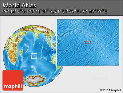 Physical Location Map of the Area around 28° 27' 45" S, 72° 19' 29" E