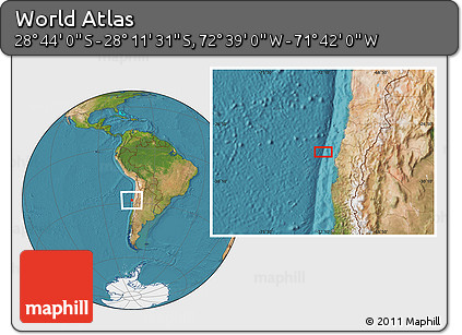 Satellite Location Map of the Area around 28° 27' 45" S, 72° 10' 30" W