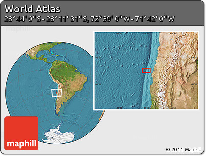 Satellite Location Map of the Area around 28° 27' 45" S, 72° 10' 30" W