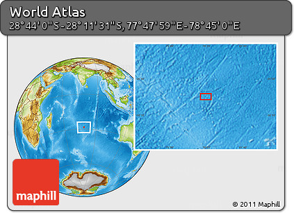 Physical Location Map of the Area around 28° 27' 45" S, 78° 16' 30" E
