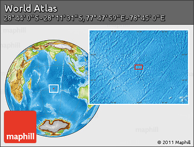 Physical Location Map of the Area around 28° 27' 45" S, 78° 16' 30" E
