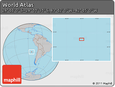 Gray Location Map of the Area around 28° 27' 45" S, 83° 13' 29" W