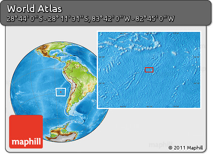 Physical Location Map of the Area around 28° 27' 45" S, 83° 13' 29" W