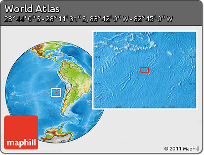 Physical Location Map of the Area around 28° 27' 45" S, 83° 13' 29" W