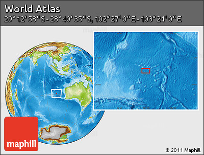 Physical Location Map of the Area around 28° 56' 46" S, 102° 55' 30" E