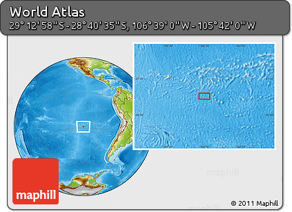 Physical Location Map of the Area around 28° 56' 46" S, 106° 10' 30" W