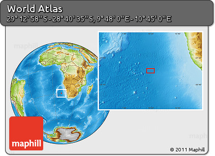 Physical Location Map of the Area around 28° 56' 46" S, 10° 16' 30" E