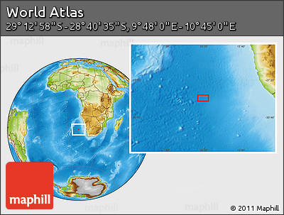 Physical Location Map of the Area around 28° 56' 46" S, 10° 16' 30" E