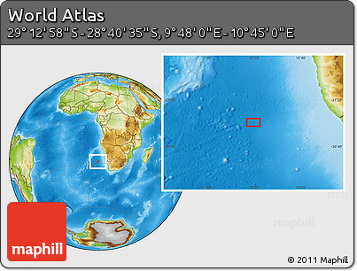 Physical Location Map of the Area around 28° 56' 46" S, 10° 16' 30" E