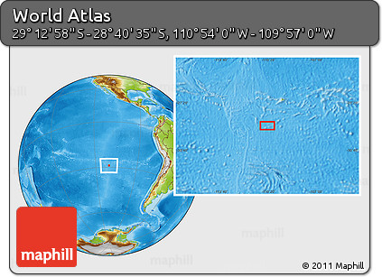 Physical Location Map of the Area around 28° 56' 46" S, 110° 25' 30" W