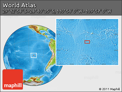 Physical Location Map of the Area around 28° 56' 46" S, 110° 25' 30" W