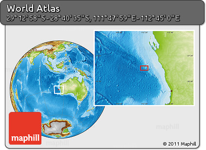 Physical Location Map of the Area around 28° 56' 46" S, 112° 16' 30" E