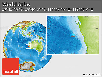 Physical Location Map of the Area around 28° 56' 46" S, 112° 16' 30" E