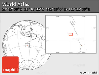 Blank Location Map of the Area around 28° 56' 46" S, 113° 7' 30" E