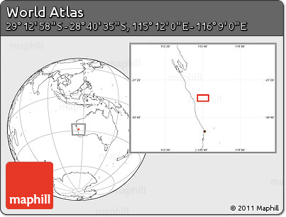 Blank Location Map of the Area around 28° 56' 46" S, 115° 40' 30" E