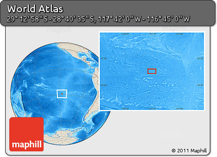 Shaded Relief Location Map of the Area around 28° 56' 46" S, 117° 13' 29" W