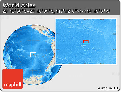 Shaded Relief Location Map of the Area around 28° 56' 46" S, 117° 13' 29" W