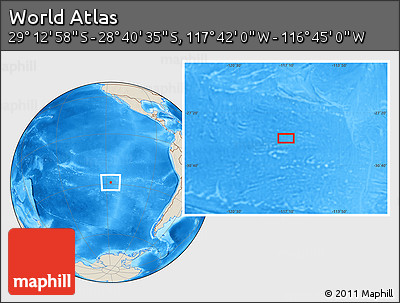 Shaded Relief Location Map of the Area around 28° 56' 46" S, 117° 13' 29" W
