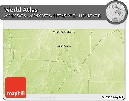Physical 3D Map of the Area around 28° 56' 46" S, 118° 13' 29" E