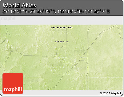 Physical 3D Map of the Area around 28° 56' 46" S, 118° 13' 29" E