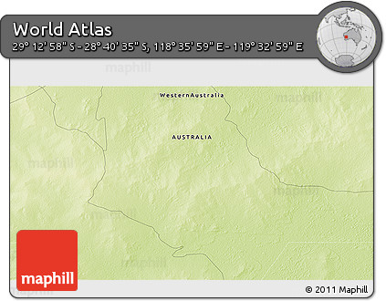 Physical 3D Map of the Area around 28° 56' 46" S, 119° 4' 29" E