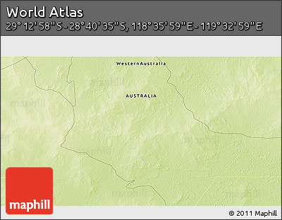 Physical 3D Map of the Area around 28° 56' 46" S, 119° 4' 29" E