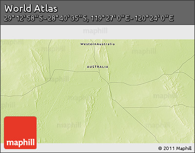 Physical 3D Map of the Area around 28° 56' 46" S, 119° 55' 30" E