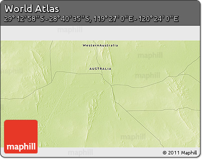 Physical 3D Map of the Area around 28° 56' 46" S, 119° 55' 30" E