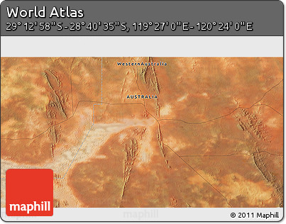 Satellite 3D Map of the Area around 28° 56' 46" S, 119° 55' 30" E