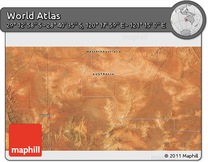 Satellite 3D Map of the Area around 28° 56' 46" S, 120° 46' 30" E